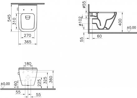 Унитаз подвесной VitrA Integra Square 7082B003-7209 с функцией биде, белый, прямоугольный, 36.5x54.5 см + ершик напольный в подарок