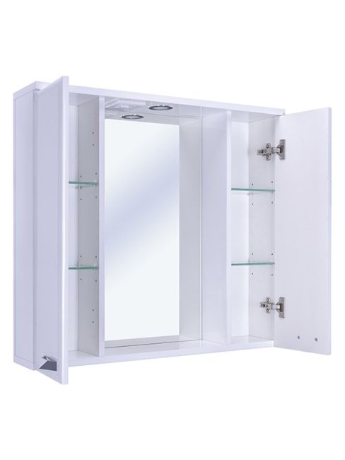 Зеркальный шкаф Sanstar Cristal 80  2/дв, белый купить в Москве по цене 7 680 руб.