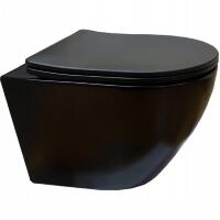 Унитаз подвесной CeruttiSpa Sella Aria CT9160 безободковый, с микролифтом, черный, 36x49.5 см + ершик напольный в подарок