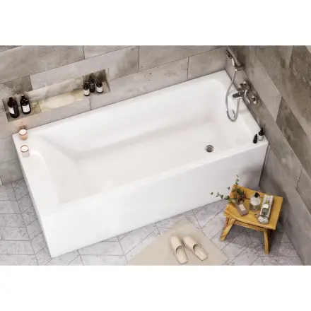 Акриловая ванна Roca Easy 170x75 см прямоугольная, пристенная, объем 215 л.