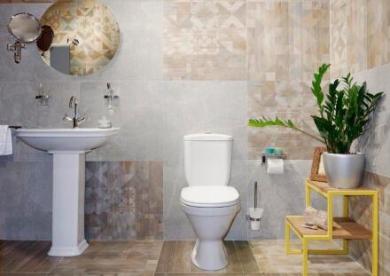 Унитаз-компакт Norm Blanc 9837B099-7201 с микролифтом, белый, овальный, 34.5x65 см + ершик напольный в подарок