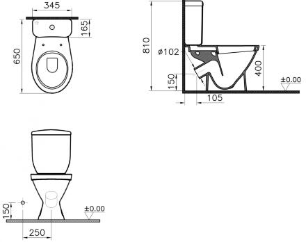 Унитаз-компакт Norm Blanc 9837B099-7201 с микролифтом, белый, овальный, 34.5x65 см + ершик напольный в подарок