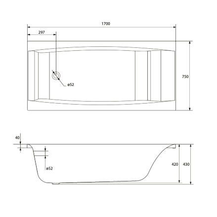 Акриловая ванна Cersanit VIRGO 170 P-WP-VIRGO*170NL 170х75