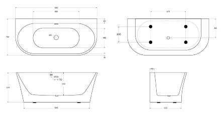 Ванна пристенная BelBagno BB711-1550-700
