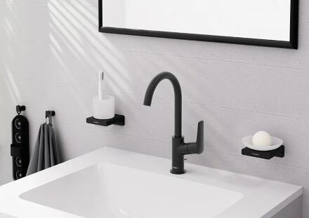 Смеситель для раковины Hansgrohe Logis 71130670 матовый черный однорычажный, длина излива 15.4 см