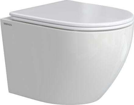Унитаз подвесной Berges Wasserhaus Okus Rimless 081127 белый, с микролифтом, 36x49 см + ершик напольный в подарок