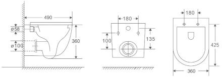 Унитаз подвесной Berges Wasserhaus Okus Rimless 081127 белый, с микролифтом, 36x49 см + ершик напольный в подарок
