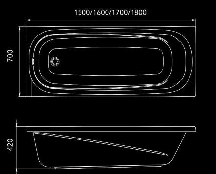Акриловая ванна Triton Стандарт Европа 150x70 прямоугольная, пристенная