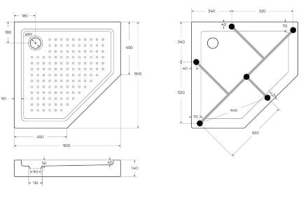 Поддон акриловый 90х90 Cezares TRAY-A-P-90-15-W0 без сифона