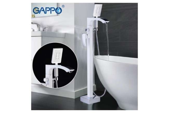 G3007-8 Смеситель для ванны напольный GAPPO белый хром купить в Москве по цене 32 156 руб.