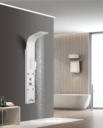 Душевая панель Cerutti Spa Victoria W CT9979 матовая белая, хром, цвет белый, штанга 148 см