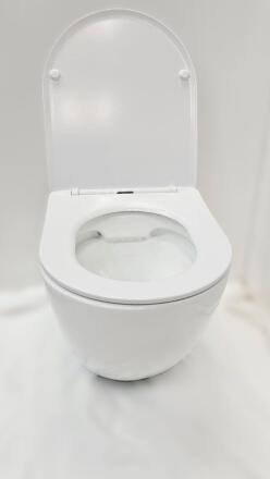 Унитаз подвесной SanDav Conos 490х365х350 безободковый, микролифт (конус) белый