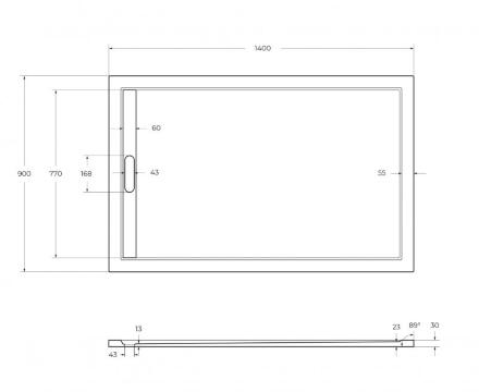 Поддон из искусственного мрамора 140х90 Cezares TRAY-AS-AH-140/90-30-W без сифона
