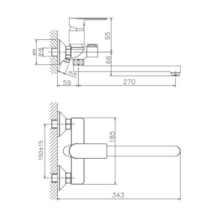 Универсальный смеситель Haiba HB22505-3 однорычажный, серый, длина излива 32.9 см