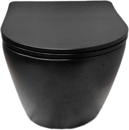 Унитаз подвесной SanDav Cerchio Black 490х365х320 безободковый, микролифт (круглый), черный